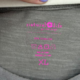 women Natural Life Thankful Grateful Floral Long Sleeve Gray Pink Orange Knit Top XL