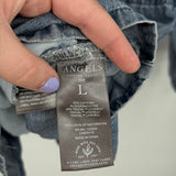 women Angels Forever Young Chambray Cinch Waist Overcoat Blue Jacket L