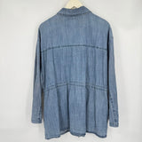 women Angels Forever Young Chambray Cinch Waist Overcoat Blue Jacket L