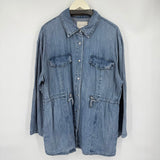 women Angels Forever Young Chambray Cinch Waist Overcoat Blue Jacket L