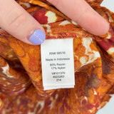 women Coldwater Creek Pintuck Button Front Blouse Orange Cream Woven Top M