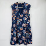 women Vince Camuto Floral Scuba Knit Fit & Flare Navy Multi Dress 12
