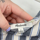 women Madewell Button Back Stripe Play Mini Blue White Dress S