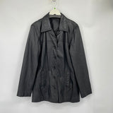 women Jacqueline Ferrar Genuine Leather Button Front Black Jacket LT