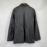 women Jacqueline Ferrar Genuine Leather Button Front Black Jacket LT