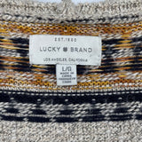 women Lucky Brand Aztec Open Cardigan Tan Yellow Black Sweater L