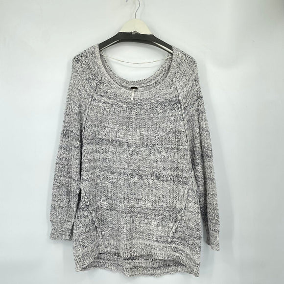 women Free People Cotton Blend Blue Gray Sweater L
