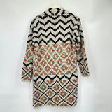women Dreamers Aztec Open Cardigan Gray Black Multi Sweater M