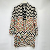 women Dreamers Aztec Open Cardigan Gray Black Multi Sweater M