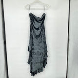 women Urban Outfitters NWT Strapless Velvet Asymmetrical Hem Black Dress L