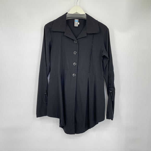 women Noblu Raw Edge Pleated Blazer Black Jacket S