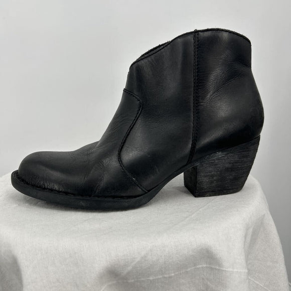 women Born Leather Ankle Booties Black Shoes 9