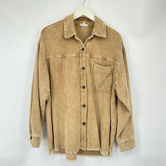 women La Miel Corduory Shirt Jacket Tan Jacket L