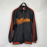 men San Francisco San Fran Track Jacket - AS IS Shoulder Seams Black Orange Yellow Jacket XXL