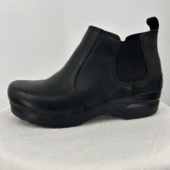 women Dansko Leather Ankle Boots Black Shoes 38/7