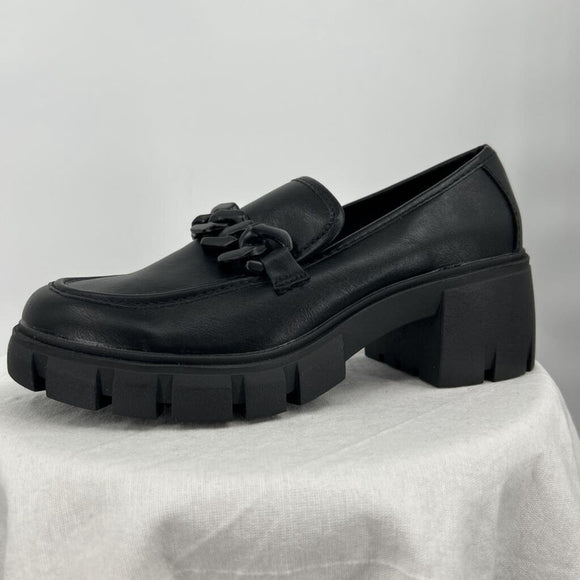 women Madden Girl Hoxtonn Chunky Loafers Black Shoes 8.5