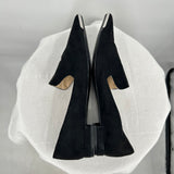 women Zara Suede Pointed Toe Flats Black Shoes 39/8.5