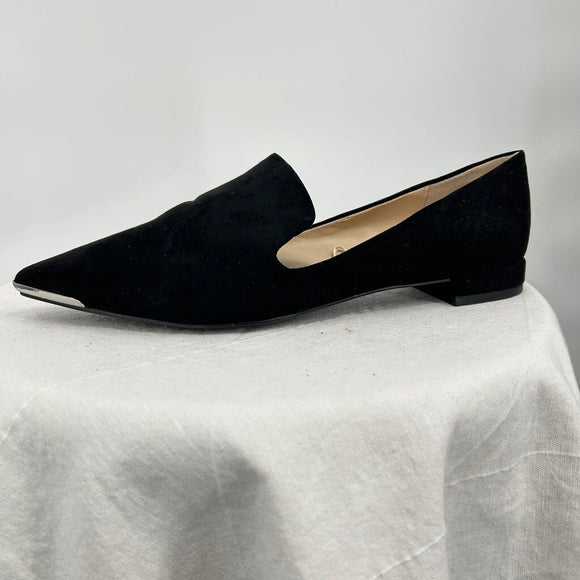 women Zara Suede Pointed Toe Flats Black Shoes 39/8.5