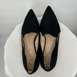 women Zara Suede Pointed Toe Flats Black Shoes 39/8.5