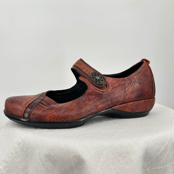 women Aetrex Brianna Leather Mary Jane Cayenne Red Shoes 8