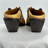 women Free People Marfa Western Mules Gold Shoes 39/8.5
