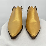 women Free People Marfa Western Mules Gold Shoes 39/8.5