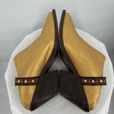 women Free People Marfa Western Mules Gold Shoes 39/8.5