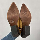 women Free People Marfa Western Mules Gold Shoes 39/8.5