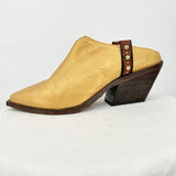 women Free People Marfa Western Mules Gold Shoes 39/8.5