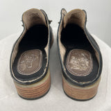 women Freebird Malena Croc Embosses Leather Mules Steel Blue Black Shoes 8