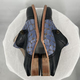 women Freebird Malena Croc Embosses Leather Mules Steel Blue Black Shoes 8