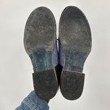 women Freebird Malena Croc Embosses Leather Mules Steel Blue Black Shoes 8