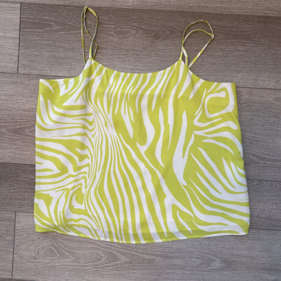 women CoreyLynnCalter - Anthro NWT Priah Tank Neon Green Cream Woven Top L