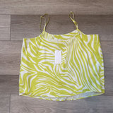 women CoreyLynnCalter - Anthro NWT Priah Tank Neon Green Cream Woven Top L