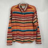 women Tasha Polizzi Western Striped Snap Button Front Coral Multi Woven Top XL