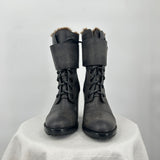 women Tory Burch Broome Fur Lined Combat Boots Gray Shoes 7