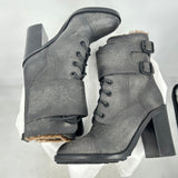 women Tory Burch Broome Fur Lined Combat Boots Gray Shoes 7