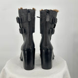 women Tory Burch Broome Fur Lined Combat Boots Gray Shoes 7