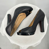 women Cole Haan Peep Toe Pump Heels Black Shoes 7B