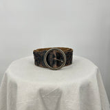 women Bed Stu Dreamweaver Distressed Woven Leather Black Brown Belt L