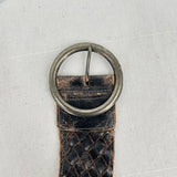 women Bed Stu Dreamweaver Distressed Woven Leather Black Brown Belt L