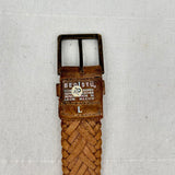 women Bed Stu Proem Distressed Woven Leather Tan Belt L