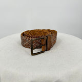 women Bed Stu Proem Distressed Woven Leather Tan Belt L