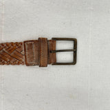 women Bed Stu Proem Distressed Woven Leather Tan Belt L