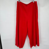 women Chico's Wide Leg Linen Bright Tomato Red Pants 16
