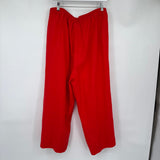women Chico's Wide Leg Linen Bright Tomato Red Pants 16