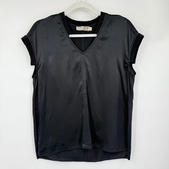 women Go Silk MSRP $298 Silk Black Woven Top S