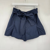 women J. Crew Tie Waist Cotton Poplin Navy Blue Shorts 8