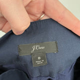 women J. Crew Tie Waist Cotton Poplin Navy Blue Shorts 8