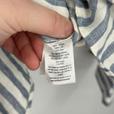 men Faherty Striped Linen Button Front Blue & White Woven Top L